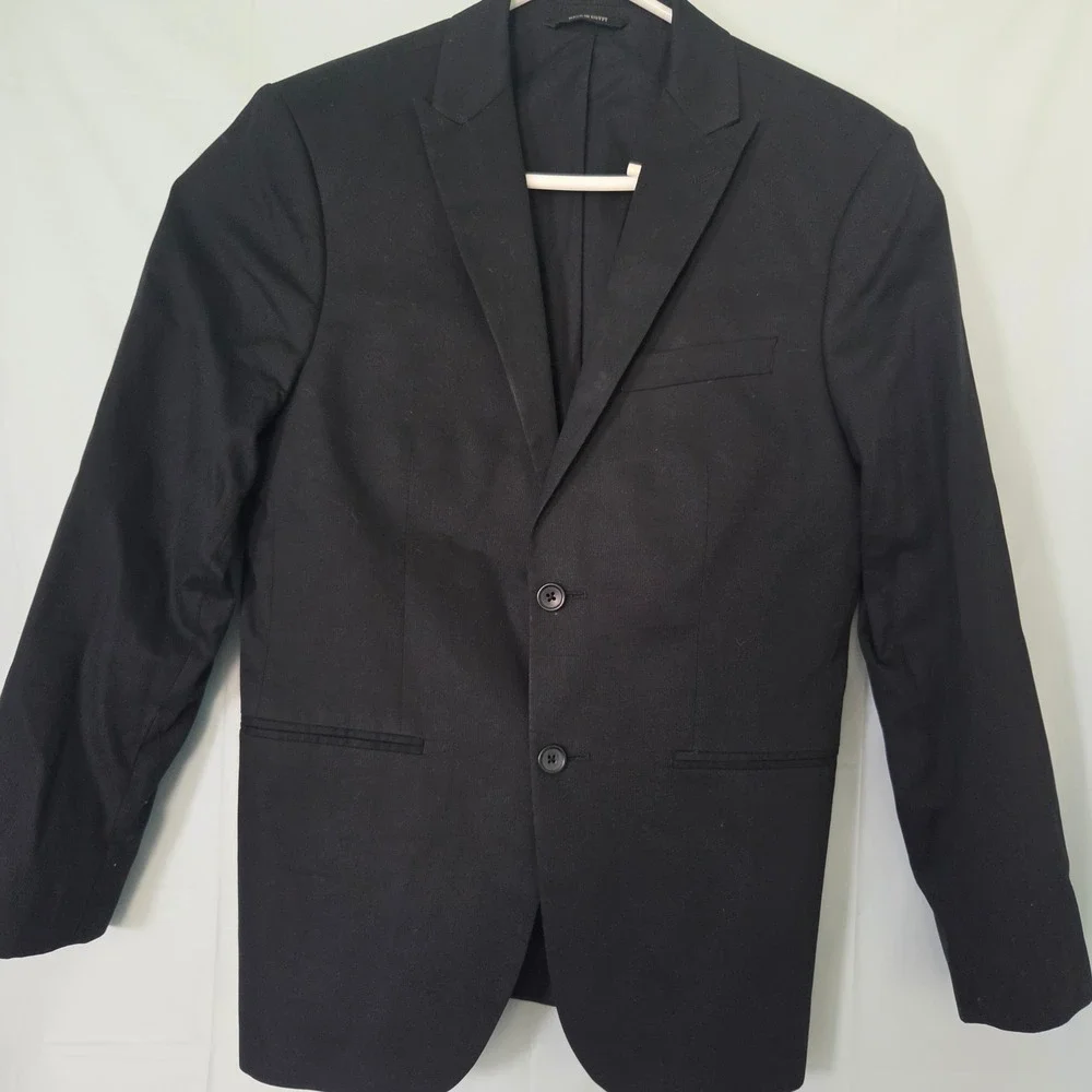 Banana Republic Mens Tailored Fit 2-Button Cotton Blazer Jacket Black 38 Short